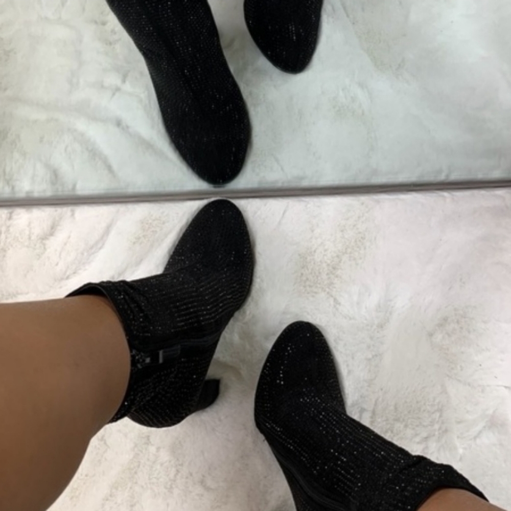 Rhinestone  Block Heel Booties - Picture 2 of 4